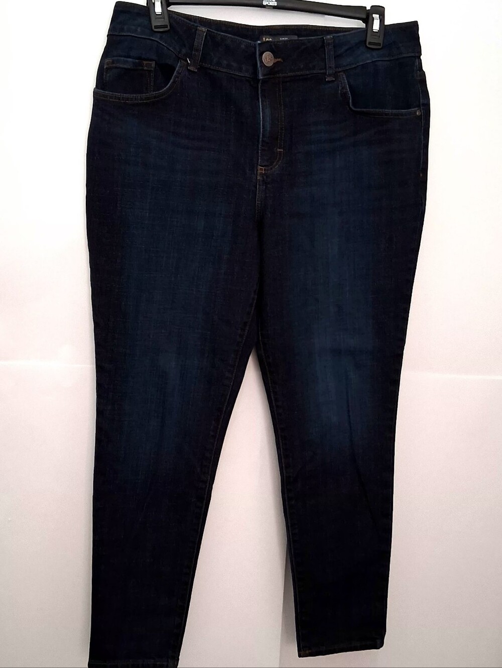 LEE Women's Plus Skinny Leg Mid Rise Dark Indigo Blue Jeans Size 18W